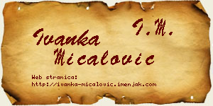 Ivanka Mićalović vizit kartica